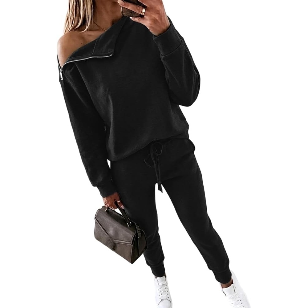 image:imageCHICME Womens 2 Piece Outfits Fall TracksuitBlack