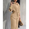 CHICME 2 Piece Sets for Women Fall Outfits Business Casual(Apricot)