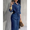 CHICME 2 Piece Sets for Women Fall Outfits Business Casual(Blue)