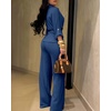 CHICME 2 Piece Sets for Women Fall Outfits Business Casual(Blue)