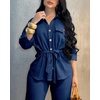 CHICME 2 Piece Sets for Women Fall Outfits Business Casual(Blue)