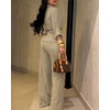 CHICME 2 Piece Sets for Women Fall Outfits Business Casual(Khaki)