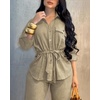 CHICME 2 Piece Sets for Women Fall Outfits Business Casual(Khaki)
