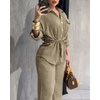 CHICME 2 Piece Sets for Women Fall Outfits Business Casual(Khaki)
