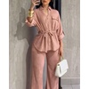 CHICME 2 Piece Sets for Women Fall Outfits Business Casual(Pink)