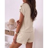 CHICME 2 Piece Short Sets for Women Ribbed Knit Lounge Outfits(Apricot)