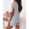 CHICME 2 Piece Short Sets for Women Ribbed Knit Lounge Outfits(Gray)