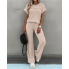 CHICME Women’s 2 Piece Knit Lounge Set Short Sleeve(Apricot)