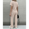 CHICME Women’s 2 Piece Knit Lounge Set Short Sleeve(Apricot)