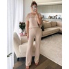 CHICME Women’s 2 Piece Knit Lounge Set Short Sleeve(Apricot)