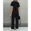 CHICME Women’s 2 Piece Knit Lounge Set Short Sleeve(Black)
