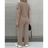 CHICME Women’s 2 Piece Knit Lounge Set Short Sleeve(Dark Khaki)