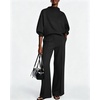 CHICME Womens 2 Piece Outfits Fall Casual Matching Set(Black)