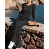 CHICME Women’s 2 Piece Ribbed Knit Lounge Set Wide Leg Pants(Black)