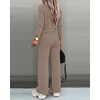 CHICME Women’s 2 Piece Ribbed Knit Lounge Set Wide Leg Pants(Darkkhaki)