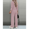 CHICME Women’s 2 Piece Ribbed Knit Lounge Set Wide Leg Pants(Pink)