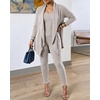 CHICME Women’s 3 Piece Lounge Set Knit Cardigan High Waist Casual Pants Set(Apricot)