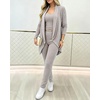 CHICME Women’s 3 Piece Lounge Set Knit Cardigan High Waist Casual Pants Set(Apricot)