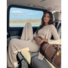 CHICME Women’s 3 Piece Lounge Set Ribbed Cardigan Tank Wide Leg Pant(Apricot)