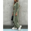 CHICME Women’s 3 Piece Lounge Set Ribbed Cardigan Tank Wide Leg Pant(Army Green)