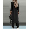 CHICME Women’s 3 Piece Lounge Set Ribbed Cardigan Tank Wide Leg Pant(Black)