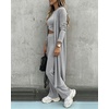 CHICME Women’s 3 Piece Lounge Set Ribbed Cardigan Tank Wide Leg Pant(Gray)