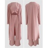 CHICME Women’s 3 Piece Lounge Set Ribbed Cardigan Tank Wide Leg Pant(Pink)