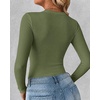 CHICME Women’s Built-in Bra Long Sleeve Ribbed Knit Top(C-army Green)