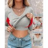 CHICME Women’s Built-in Bra Long Sleeve Ribbed Knit Top(F-gray)