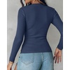 CHICME Women’s Built-in Bra Long Sleeve Ribbed Knit Top(I-purplish Blue)