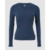 CHICME Women’s Built-in Bra Long Sleeve Ribbed Knit Top(I-purplish Blue)