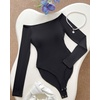 CHICME Women’s Off Shoulder Double Lined Bodysuit with Built-in Bra(Black)