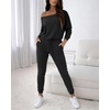 CHICME Womens Outfits 3 Piece Fall Casual Pants Set(Black)