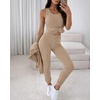 CHICME Womens Outfits 3 Piece Fall Casual Pants Set(Light Khaki)
