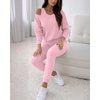 CHICME Womens Outfits 3 Piece Fall Casual Pants Set(Pink)