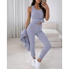 CHICME Womens Outfits 3 Piece Fall Casual Pants Set(Purple)