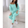 CHICME Womens Outfits 3 Piece Fall Casual Pants Set(Turquoise Blue)