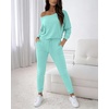 CHICME Womens Outfits 3 Piece Fall Casual Pants Set(Turquoise Blue)