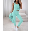 CHICME Womens Outfits 3 Piece Fall Casual Pants Set(Turquoise Blue)