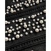 CHICME Womens Pearl Beaded Knit Cardigan Long Sleeve Cropped Sweater(Black)