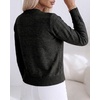 CHICME Womens Pearl Beaded Knit Cardigan Long Sleeve Cropped Sweater(Black)