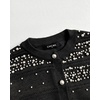 CHICME Womens Pearl Beaded Knit Cardigan Long Sleeve Cropped Sweater(Black)