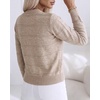 CHICME Womens Pearl Beaded Knit Cardigan Long Sleeve Cropped Sweater(Khaki)