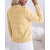 CHICME Womens Pearl Beaded Knit Cardigan Long Sleeve Cropped Sweater(Light Yellow)