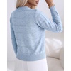 CHICME Womens Pearl Beaded Knit Cardigan Long Sleeve Cropped Sweater(Lighted Blue)