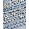 CHICME Womens Pearl Beaded Knit Cardigan Long Sleeve Cropped Sweater(Lighted Blue)