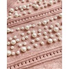 CHICME Womens Pearl Beaded Knit Cardigan Long Sleeve Cropped Sweater(Pink)