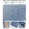 CHICME Women’s Rhinestone Flare Distressed Ripped Bell Bottom Jeans(Lighted Blue)