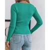 CHICME Women’s Ribbed Knit Long Sleeve Henley Tops Basic Tees(Green)