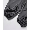 CHICME Women’s Satin Off Shoulder Top Skew Neck Lantern Sleeve Blouse(Black)